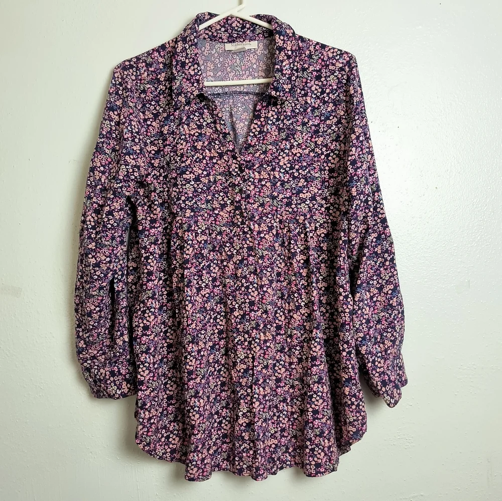 Motherhood Maternity XL Tunic Top Purple Floral